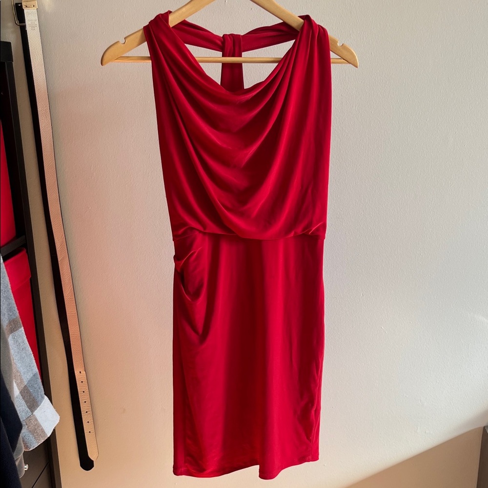 Suzy Shier Vibrant Red Backless Dress